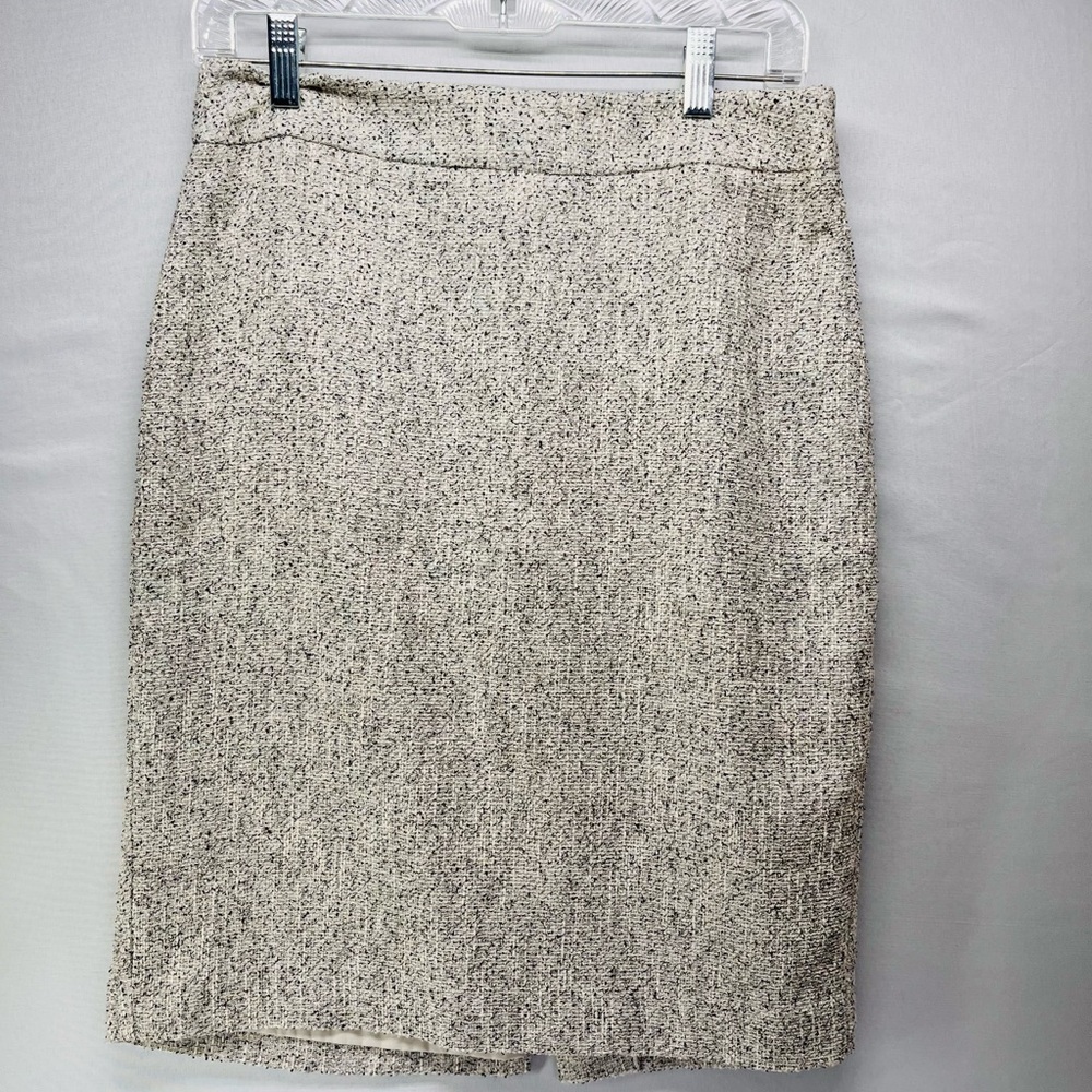 Ann Taylor‎ Factory Cream Tweed Pencil Skirt